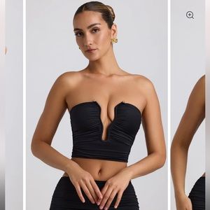 Ruched Hardware Detail Strapless Crop Top - NEW WITH TAGS